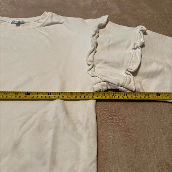 Time and Tru Ruffle Sleeve Sweatshirt | Cream | Size M (8–10) - Picture 5 of 6